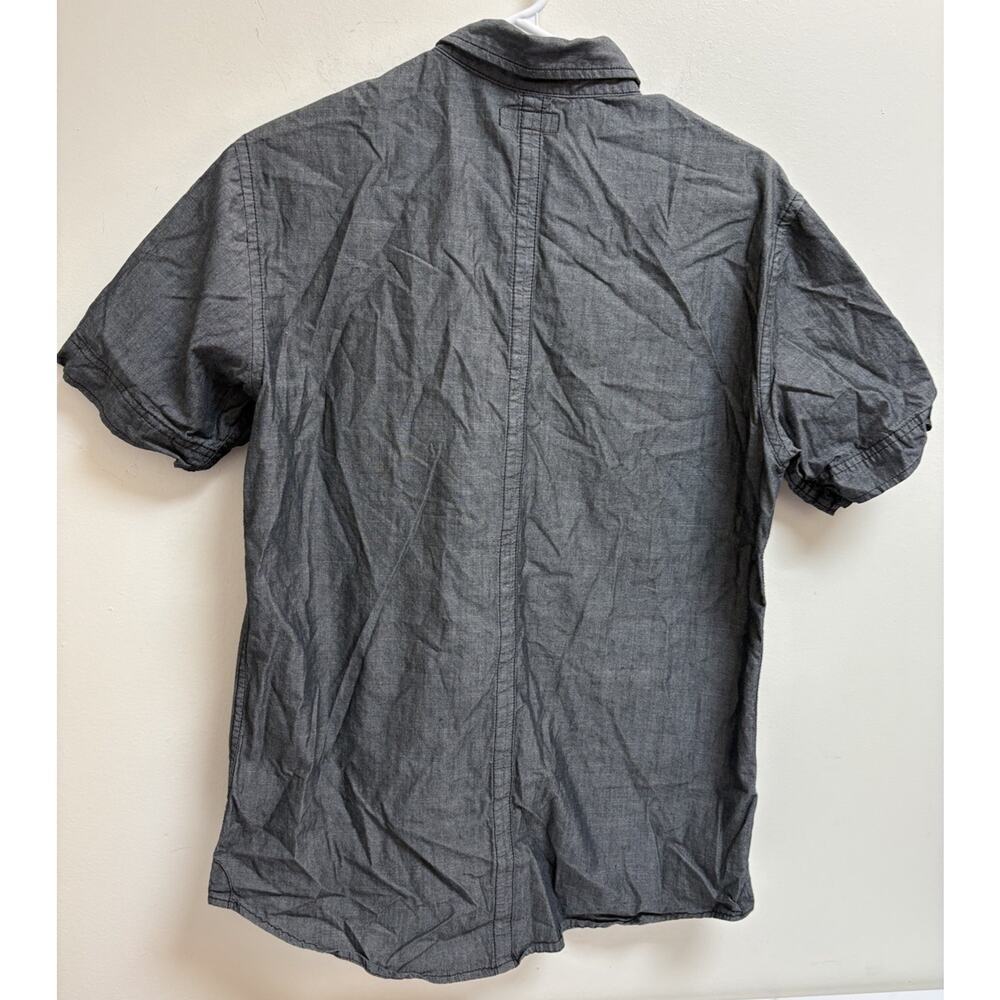 Helix Men's Short Sleeve Button Up Shirt Small Gray Chambray 100% Cotton Casual - Picture 2 of 5